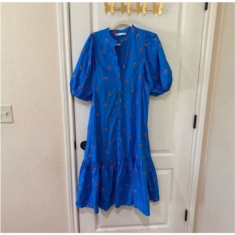 ZARA Embroidered Floral MIDI Dress size XS Blogger Fave - Picture 2 of 9